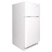 SunStar ST-16RF-W 16 cu.ft. DC/AC Refrigerator - White from a front-right angle emphasizing the smooth white finish and simple door handles