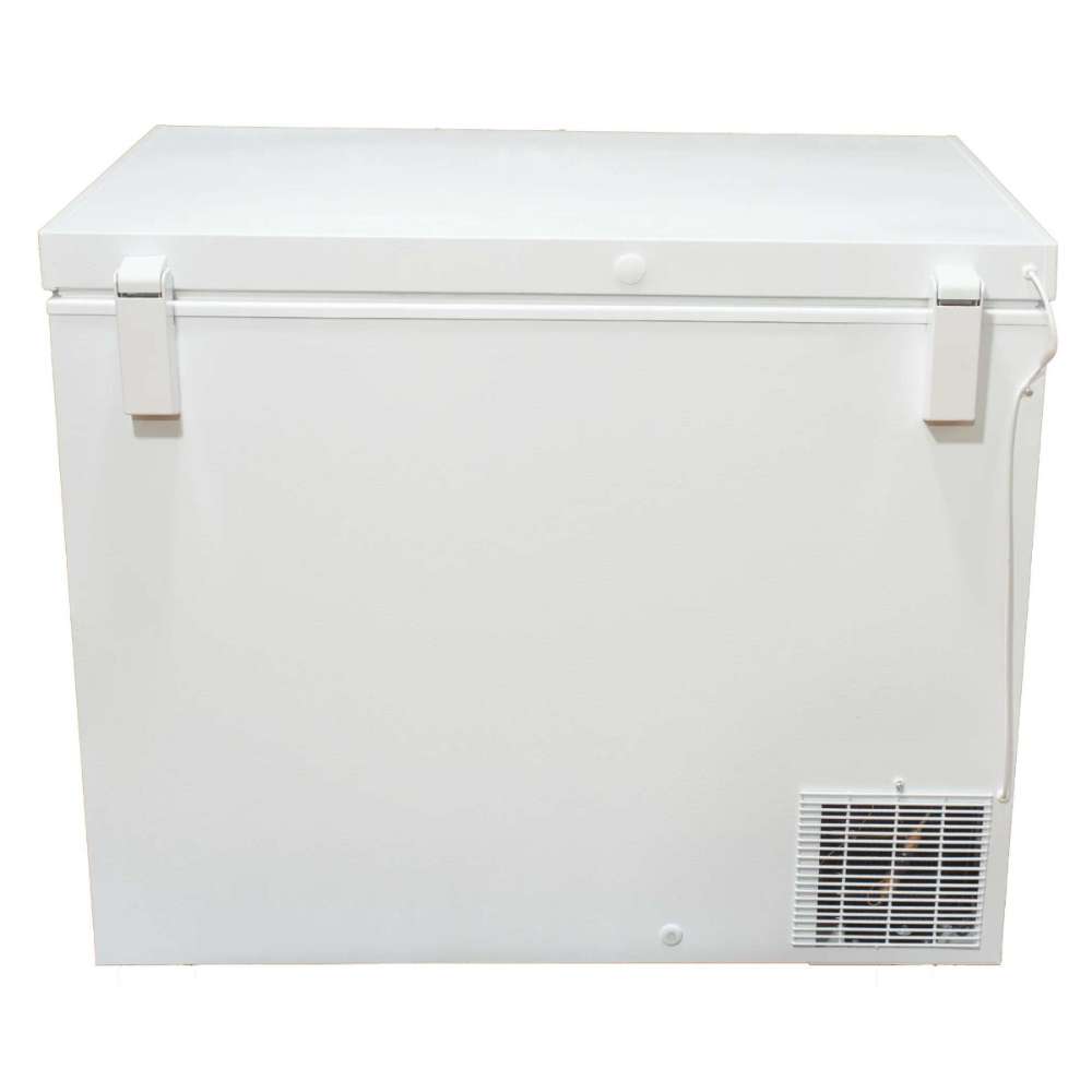 SunStar ST-8CF 8 cu.ft. DC Powered Chest Freezer/Refrigerator shown as a white chest freezer with a closed flat lid and a vent panel on the lower side