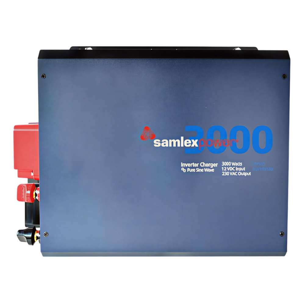 Top of the Samlex America Evolution Series EVO-3012E 3000 Watts 12VDC Pure Sine Inverter/Charger - Export Version with the logo and power rating printed on it