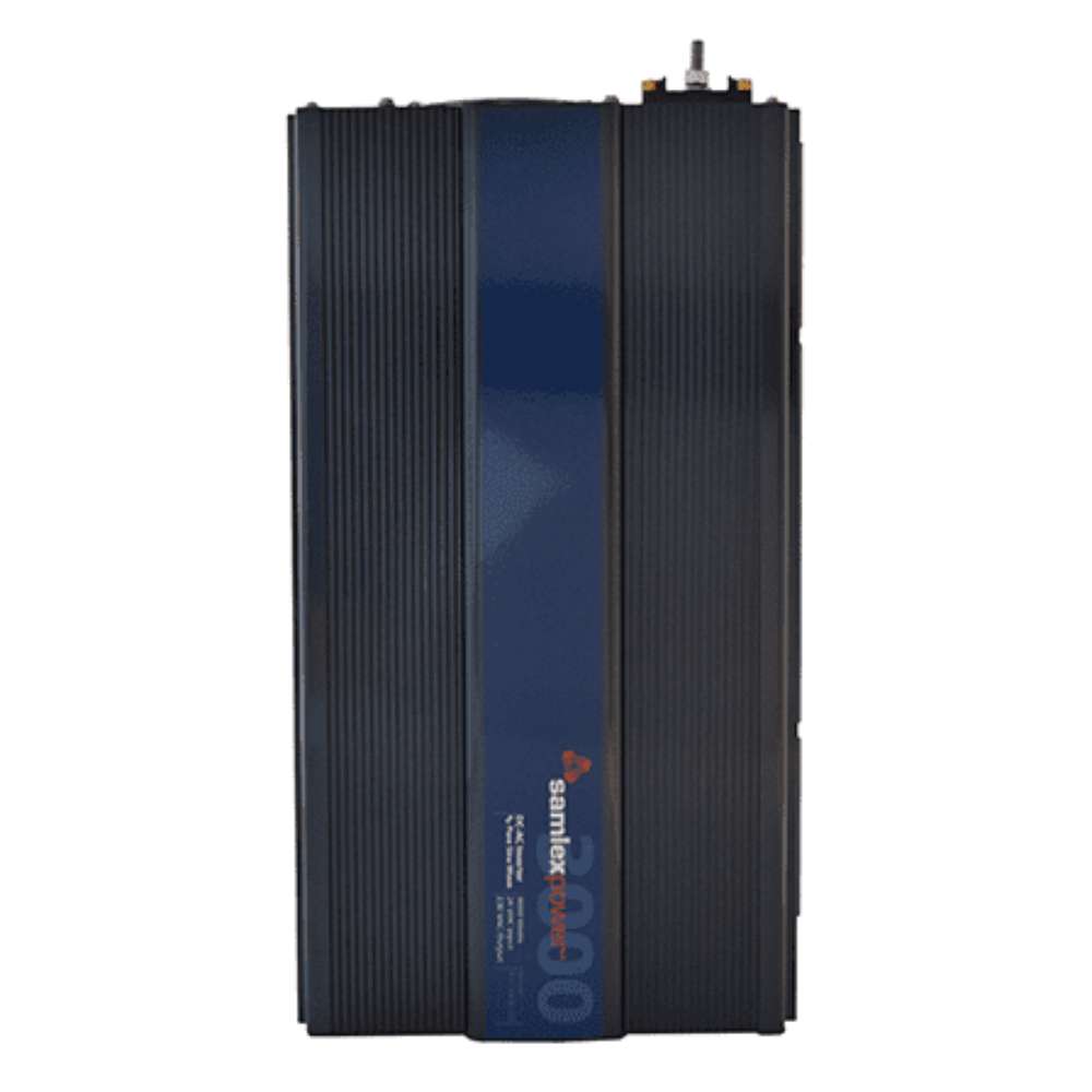 Top of the Samlex America PST Series PST-300S-24E 3000 Watts 24VDC Pure Sine Inverter - Export Version with a ribbed casing and centered product label