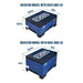 Two blue battery units with labeled dimensions are shown to compare the size options of the Rubix Giga Stack Series 48 Volt 100AH Lithium Battery-RGS-48100