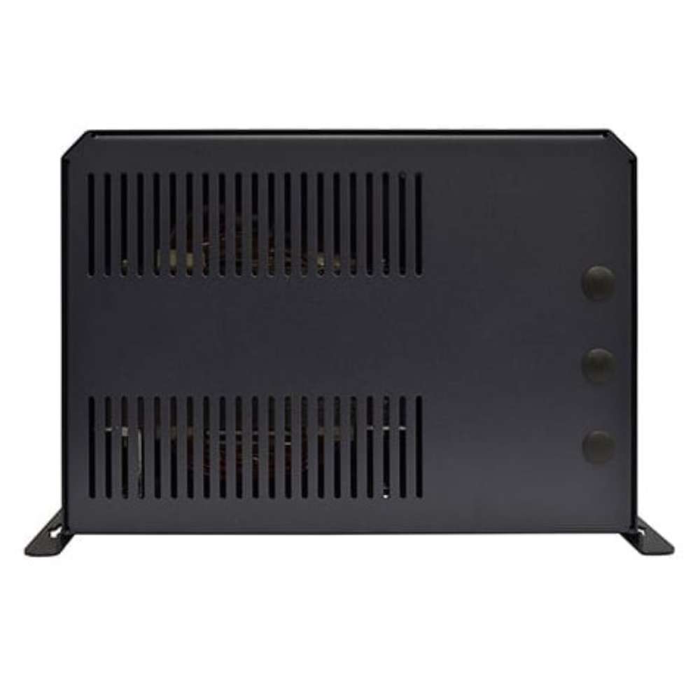 Vented rear panel of the Samlex America Evolution Series EVO-2212 2200 Watts 12VDC Pure Sine Inverter/Charger with a flat metal design and mounting feet
