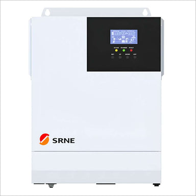 White SRNE 5kW 48V Split Phase Off-Grid Solar Inverter/Charger-HF4850U80-H with a digital screen is shown