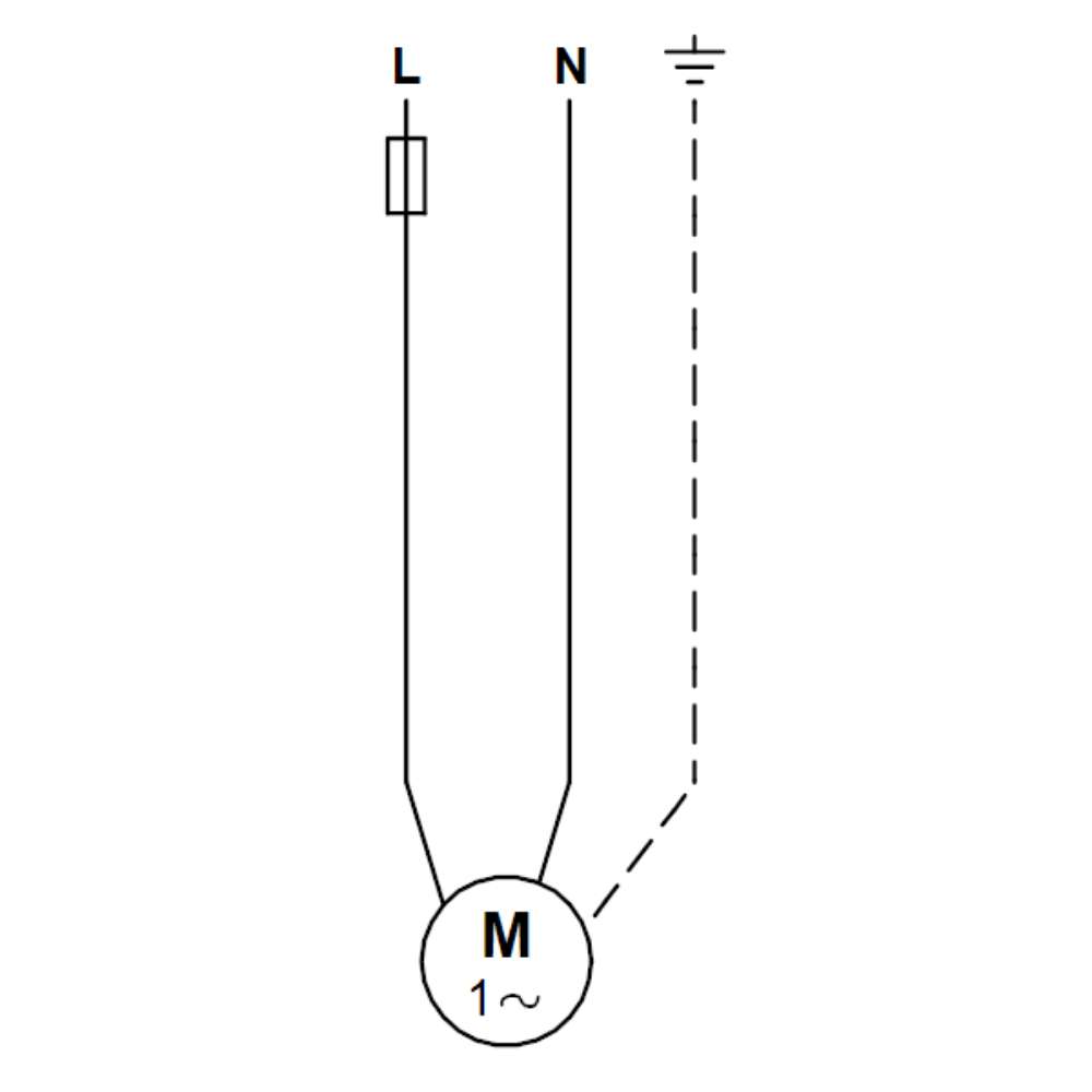Wiring diagram for a single-phase motor used with the Grundfos 10 SQ05-160 SQ Series Solar Submersible Pump | 10 GPM | 1/2 HP | 160 Ft | 120 VAC