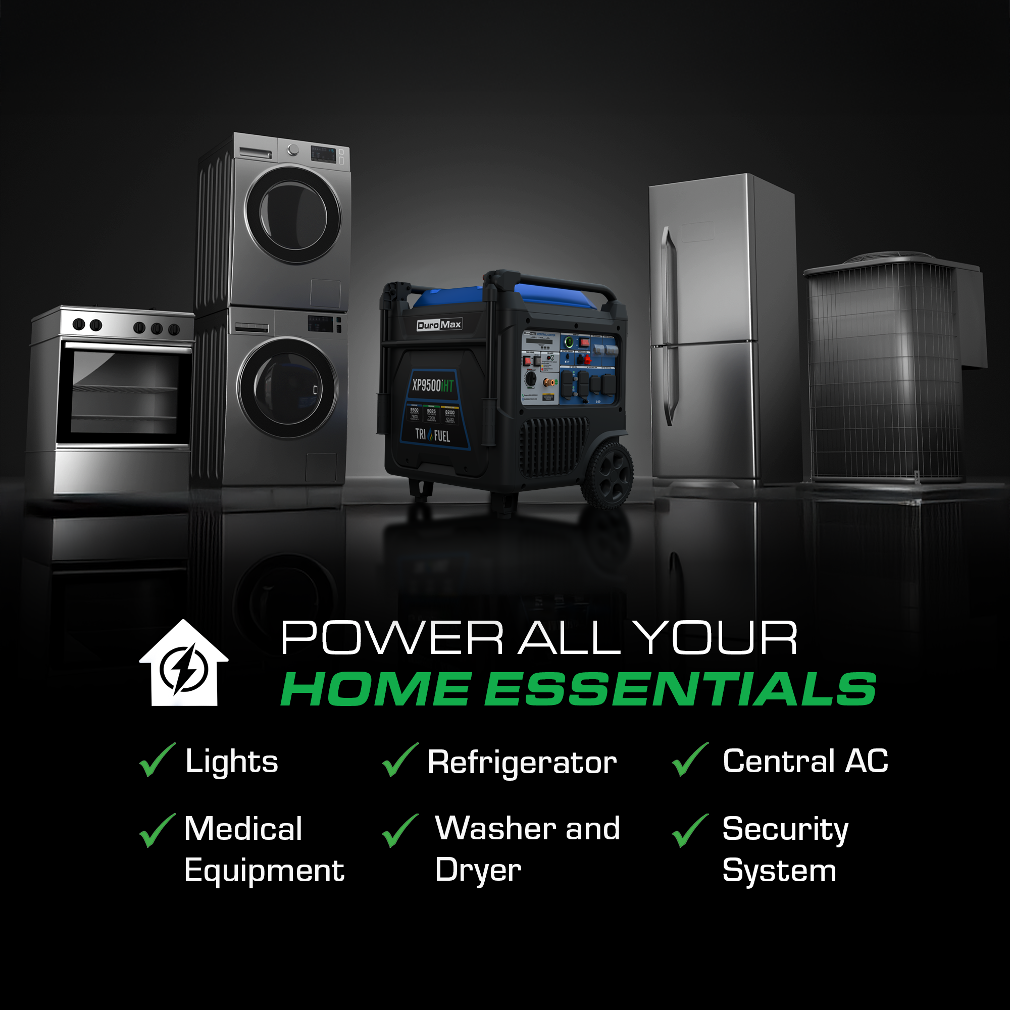 DuroMax XP9500iHT tri fuel inverter generator