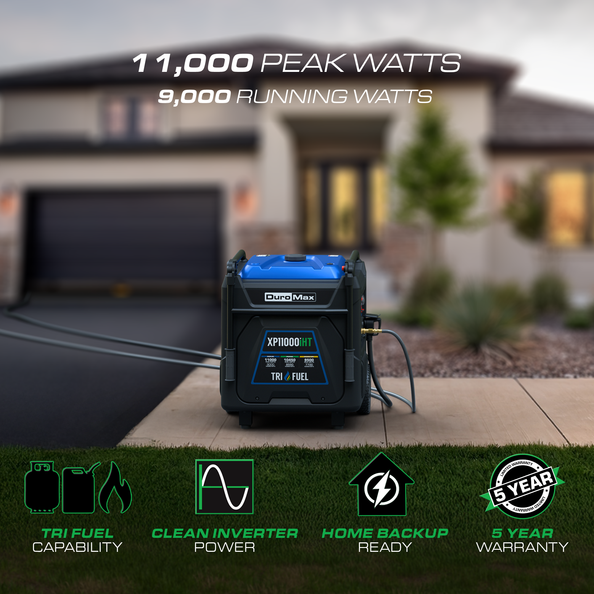 DuroMax XP11000iHT tri fuel inverter generator