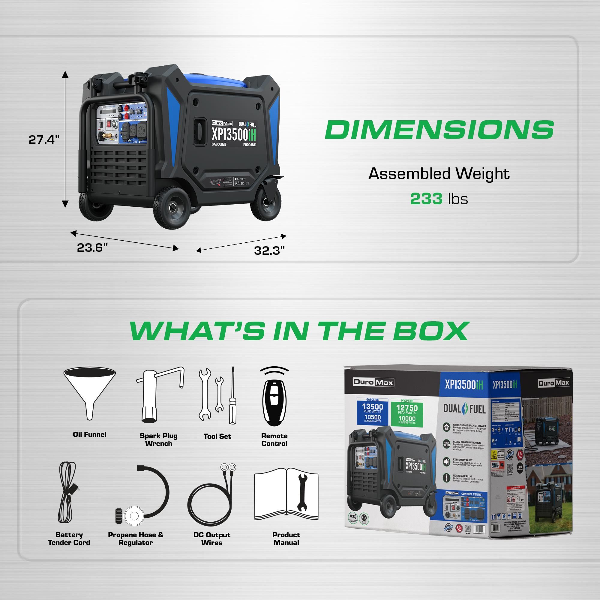 DuroMax XP13500iH dual fuel inverter generator