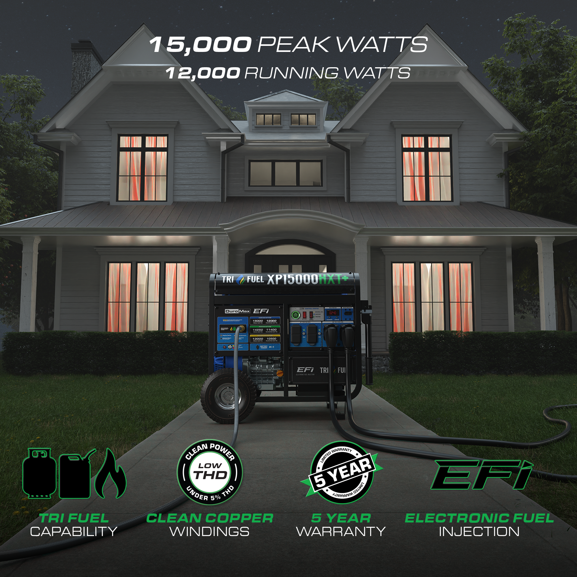 DuroMax XP15000HXT+ tri fuel generator