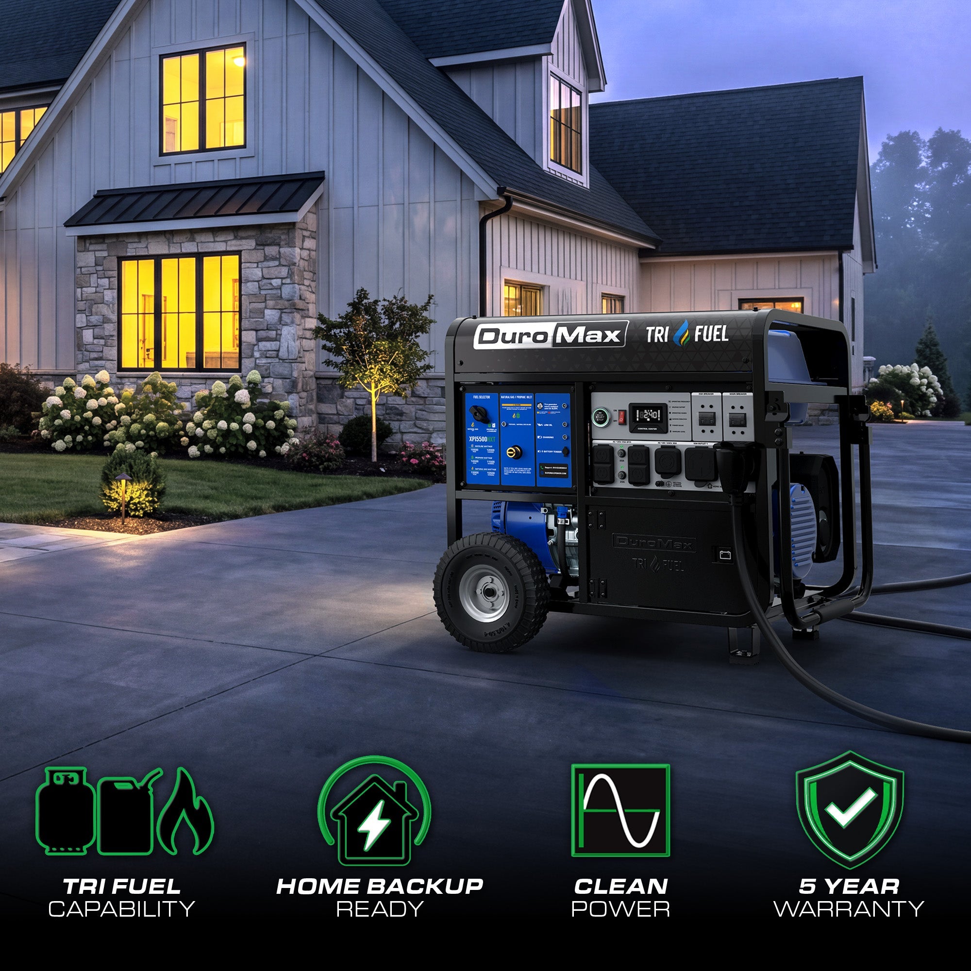 DuroMax XP15500HXT tri fuel generator