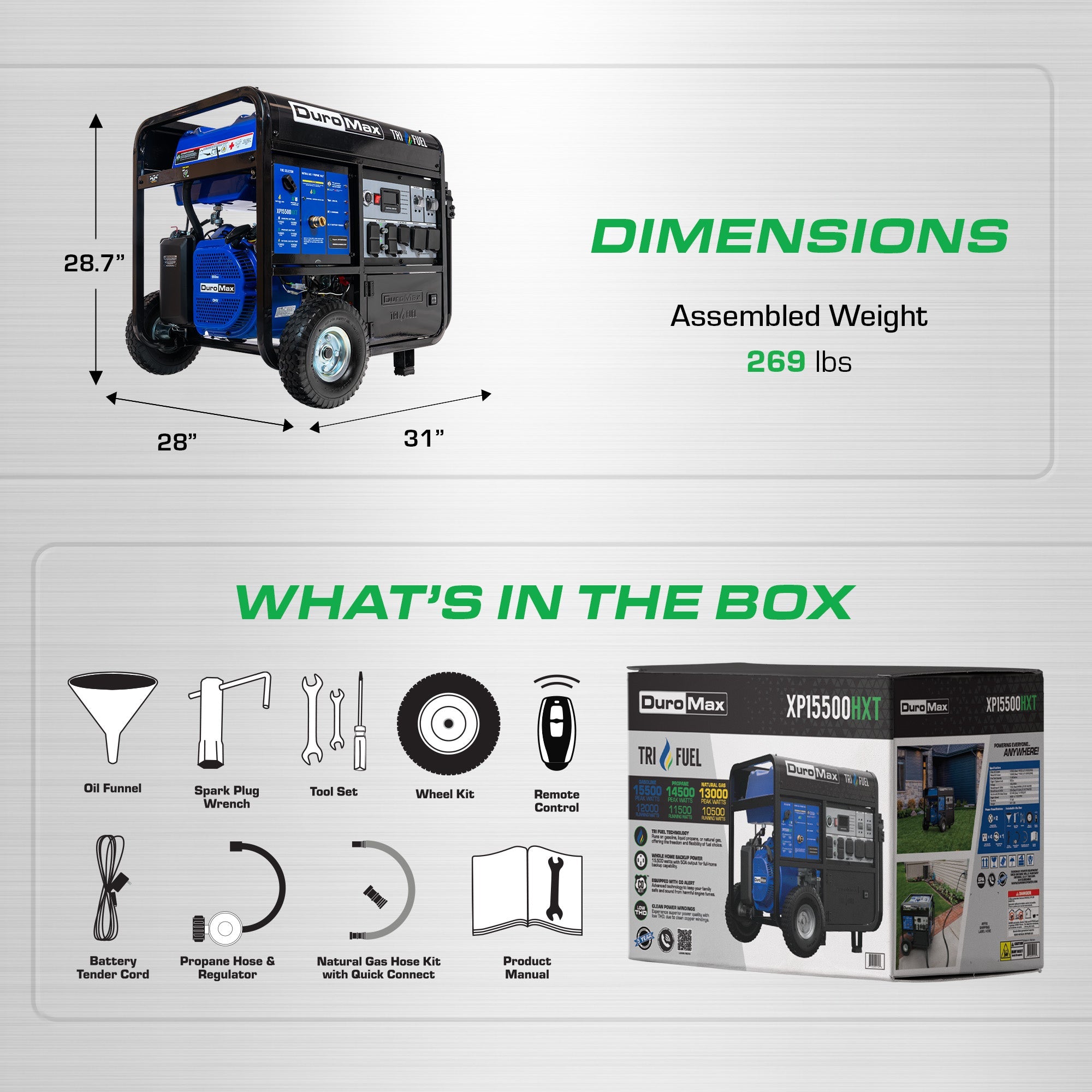 DuroMax XP15500HXT tri fuel generator