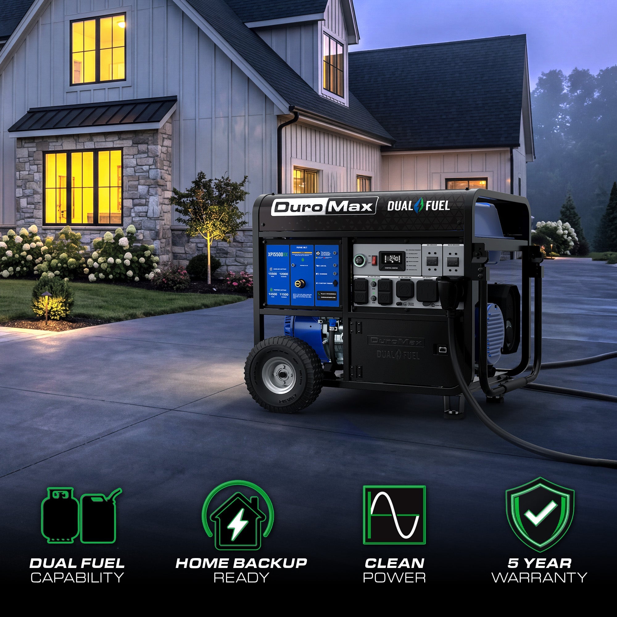 DuroMax XP15500HX dual fuel generator