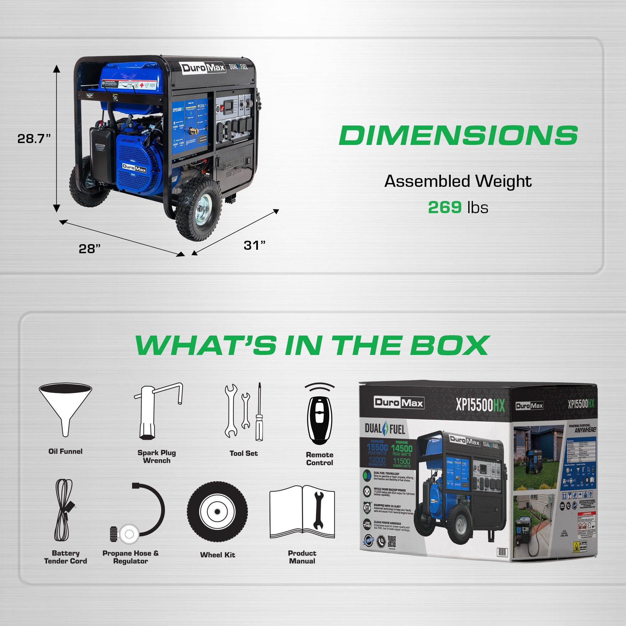 DuroMax XP15500HX dual fuel generator