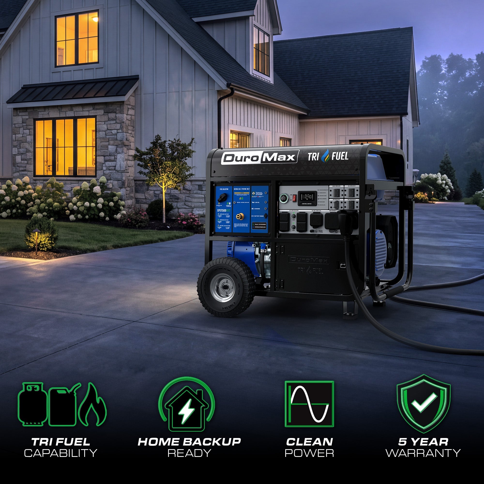 DuroMax XP17500HXT tri fuel generator