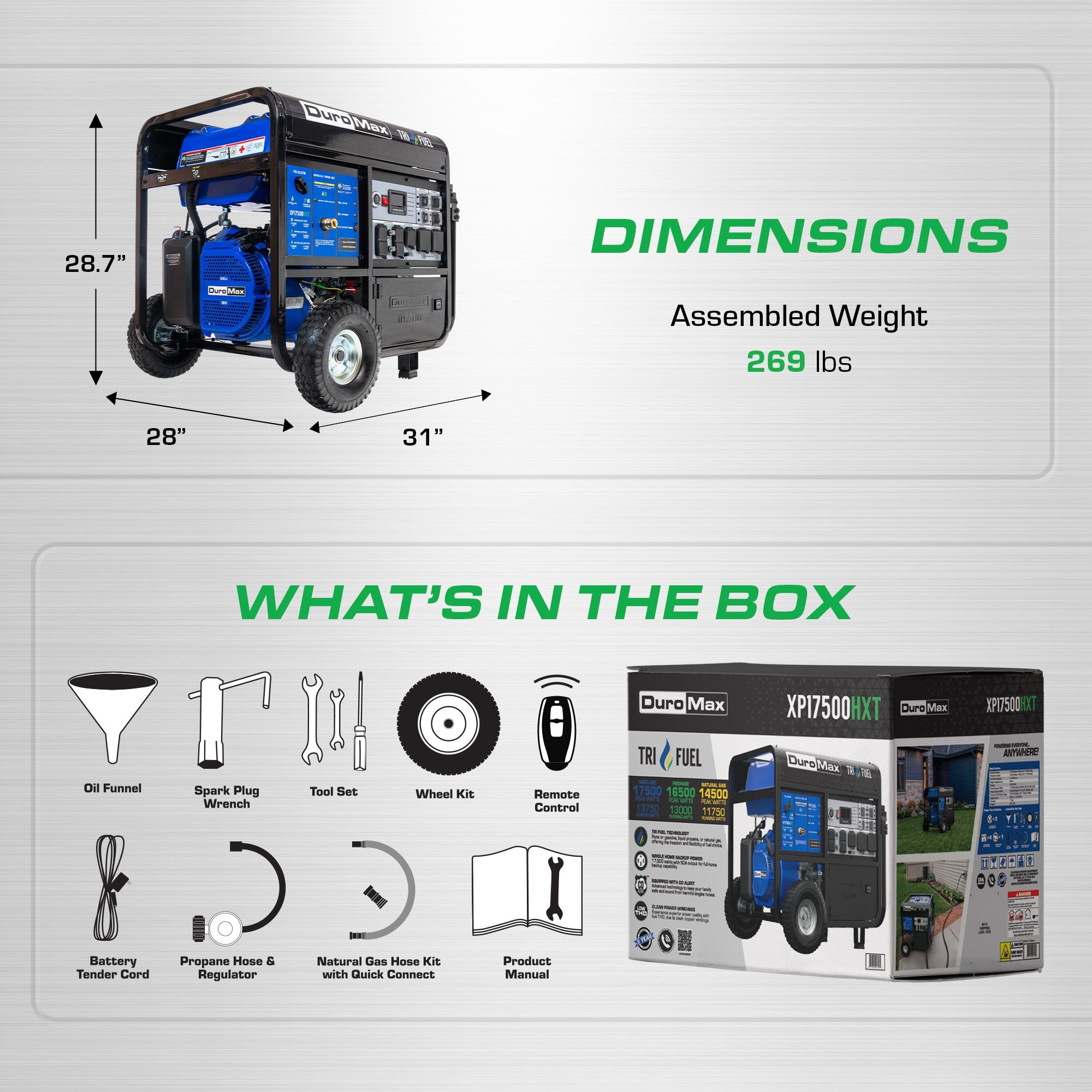 DuroMax XP17500HXT tri fuel generator