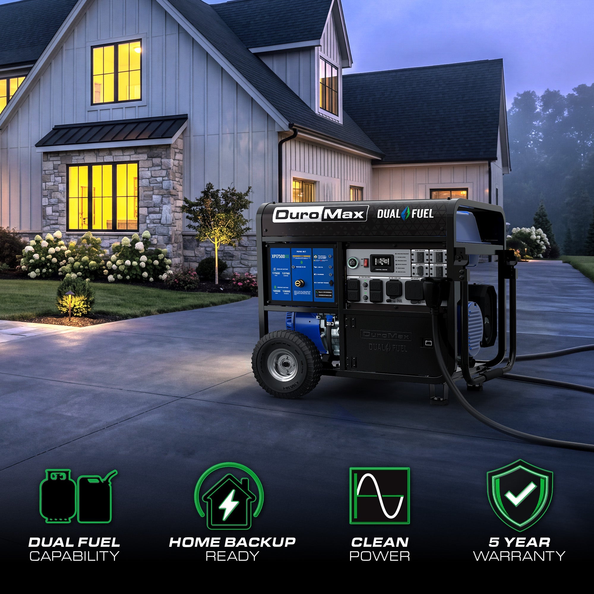 DuroMax XP17500HX dual fuel generator