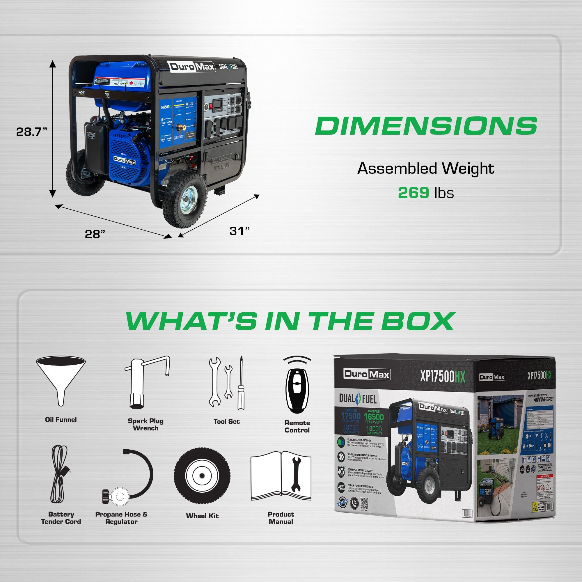 DuroMax XP17500HX dual fuel generator