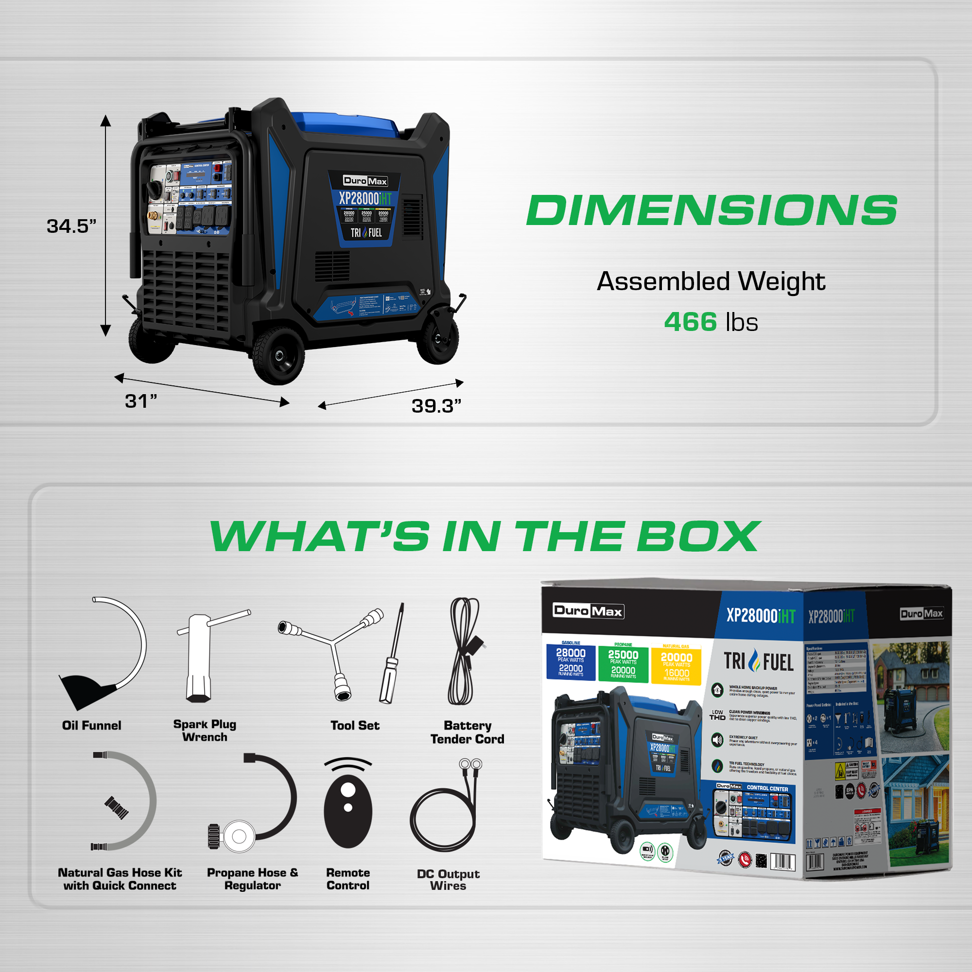 DuroMax XP28000iHT tri fuel inverter generator