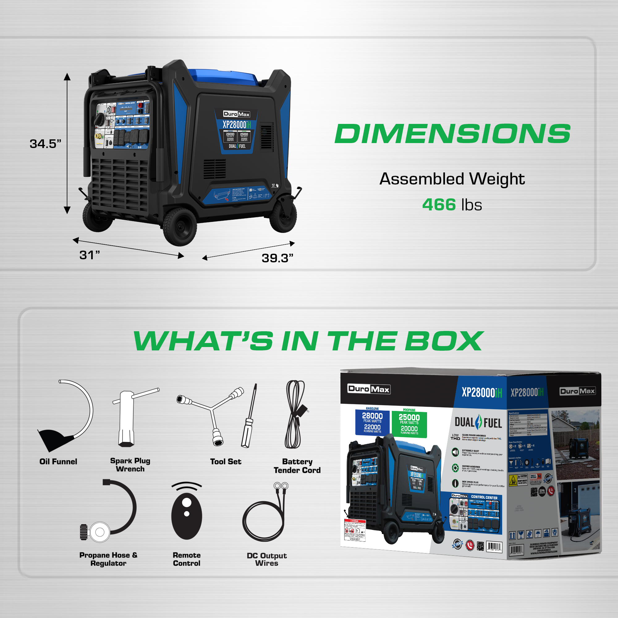 DuroMax XP28000iH dual fuel inverter generator
