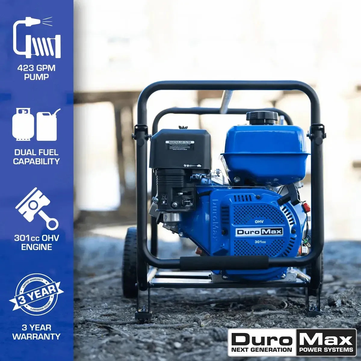 423 GPM 4" Dual Fuel Engine Portable Water Pump-3