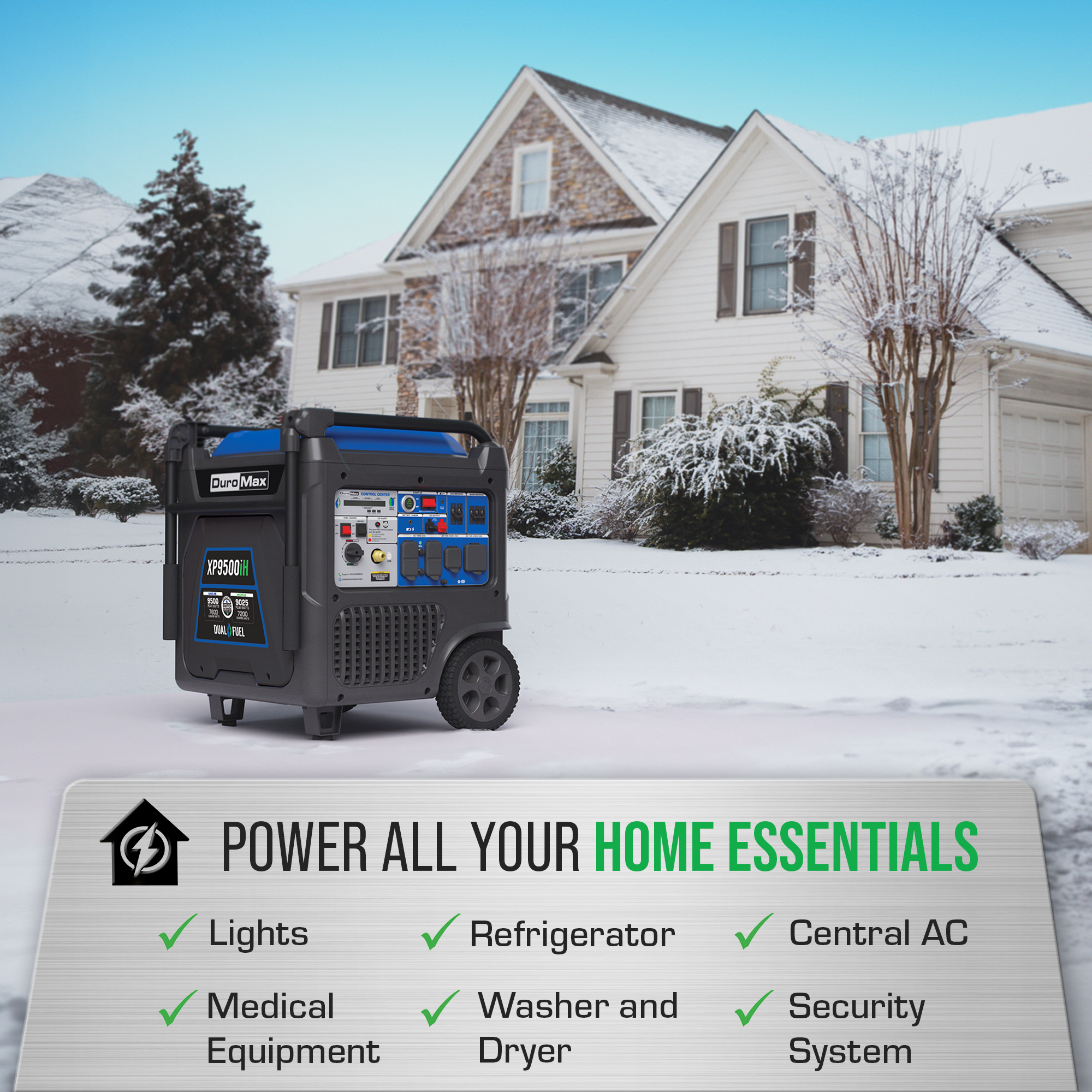 DuroMax XP9500iH dual fuel inverter generator