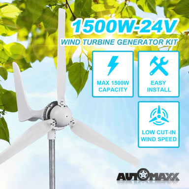 A 24V System variant of Automaxx 1500W Windmill Turbine Generator Kit with its key product features