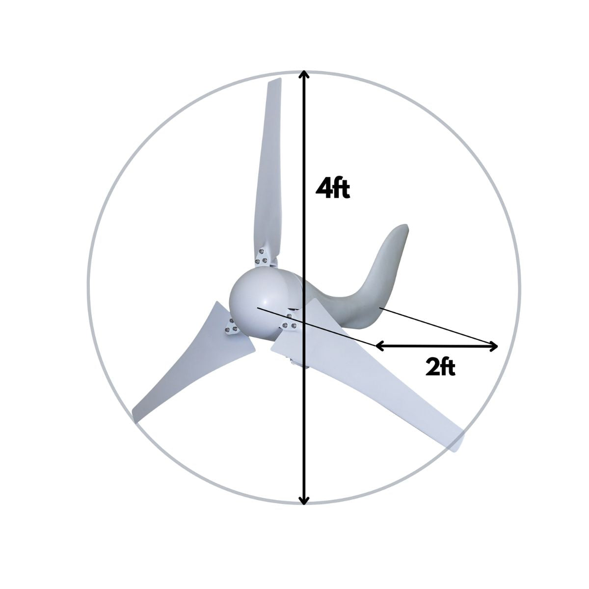 Automaxx Home & Land 400W Windmill Turbine Generator Kit displaying its overall product dimensions