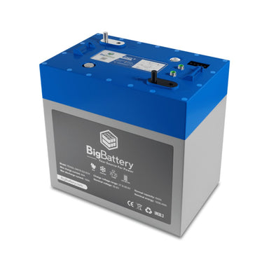 BigBattery FEAGL-24016-G2-0CH 24V-1.63 kWh LiFePO4 EAGLE 2 Battery displaying its blue and light gray color scheme, and its compact and durable build