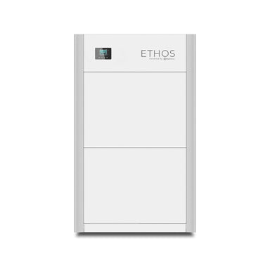 BigBattery K0949 48V-10.2KWH (2 Module) ETHOS Battery displaying its 2 modular battery and the control module at the top with its all white color scheme