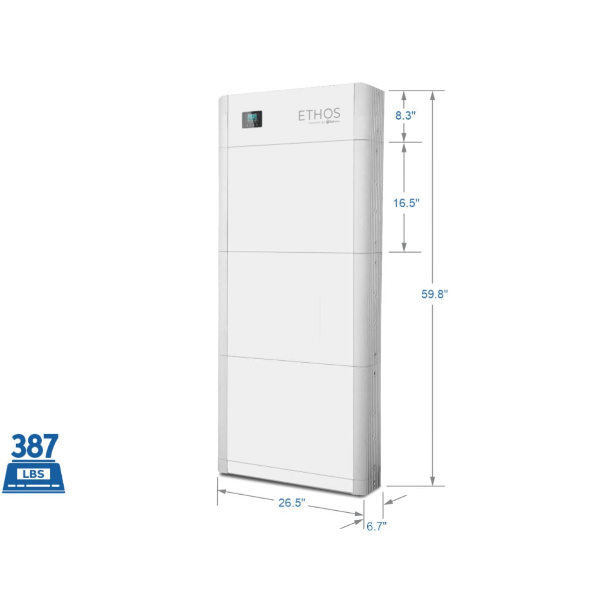 BigBattery K0950 48V-15.3KWH (3 Module) ETHOS Battery displaying its product dimensions and its total weight