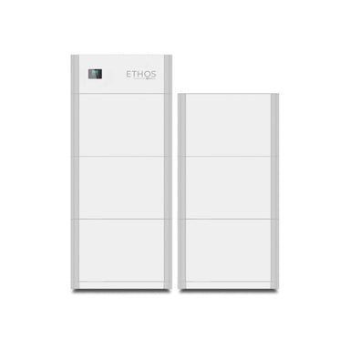 BigBattery K0953 48V-30.7KWH (6 Module) ETHOS Battery displaying its 4 modular battery stack on 2 parts and the control module at the top with its all