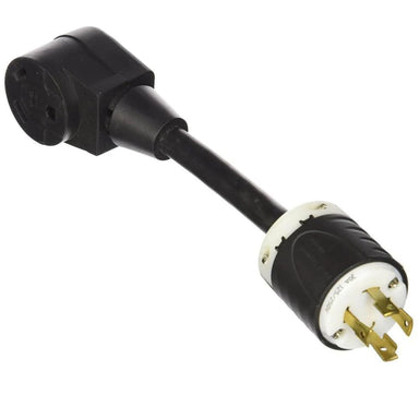 DuroMax XP3030RV Adapter featuring its  4 prongplug and its 30amp female outlet