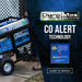 DuroMax portable generators featuring CO alert technology for safety, with a clear call to action for more information.