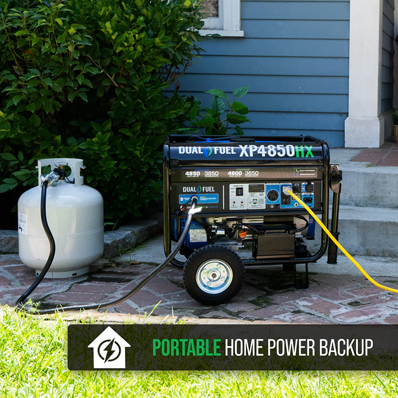 Reliable DuroMax portable generator - XP4850HX model with dual fuel and all copper windings, ensuring long-lasting performance.