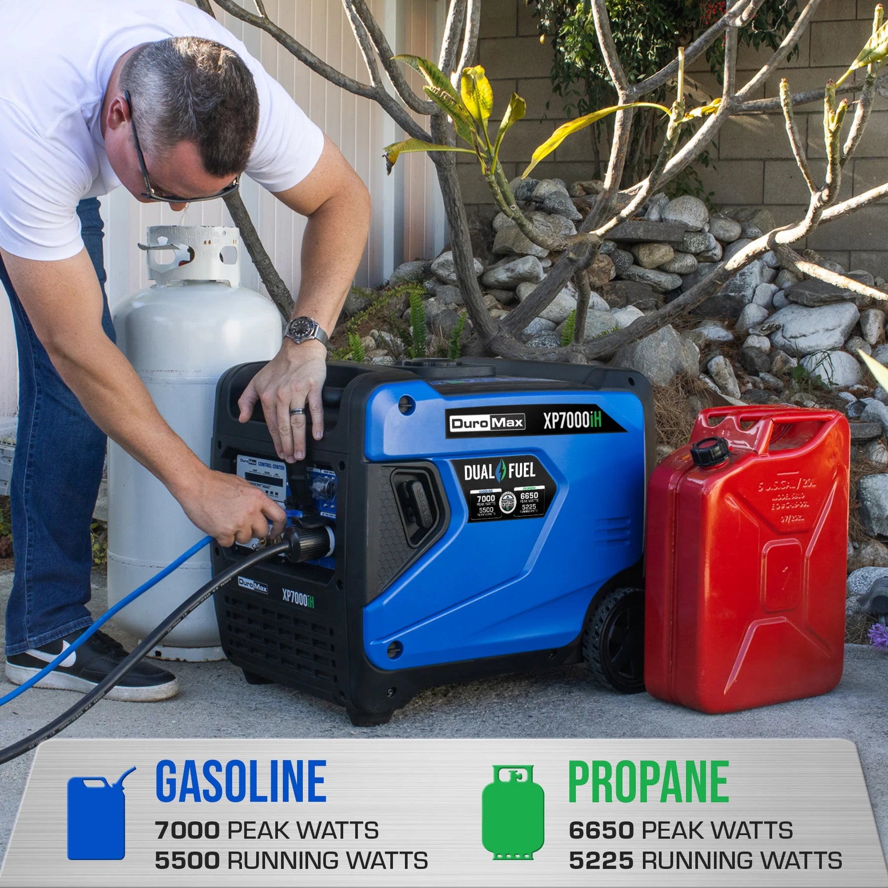 DuroMax XP7000iH 7,000 Watt Portable Dual Fuel Inverter Generator