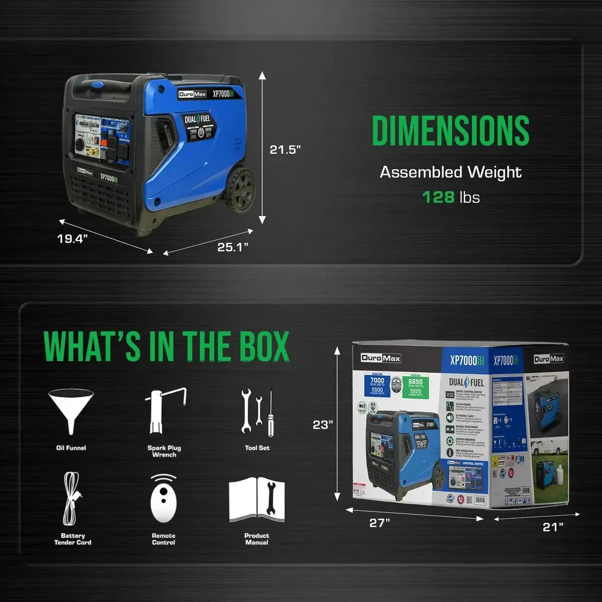 DuroMax XP7000iH 7,000 Watt Portable Dual Fuel Inverter Generator-6