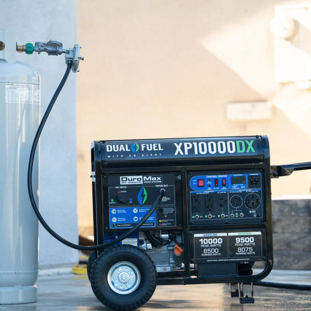 DuroMax XO10000DX hooked up to its fuel source
