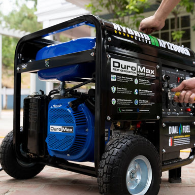 Using the DuroMax XP12000EH battery to start the generator with the push of a button