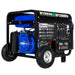 A blue, 12,000 watt portable generator with dual fuel capabilities