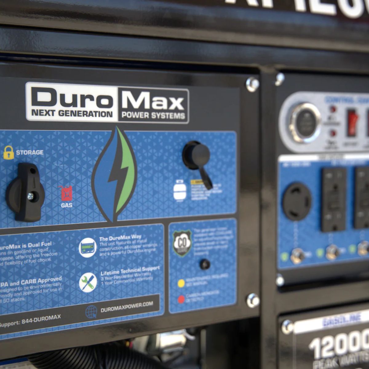 DuroMax XP13000HX displaying its fuel interface setup