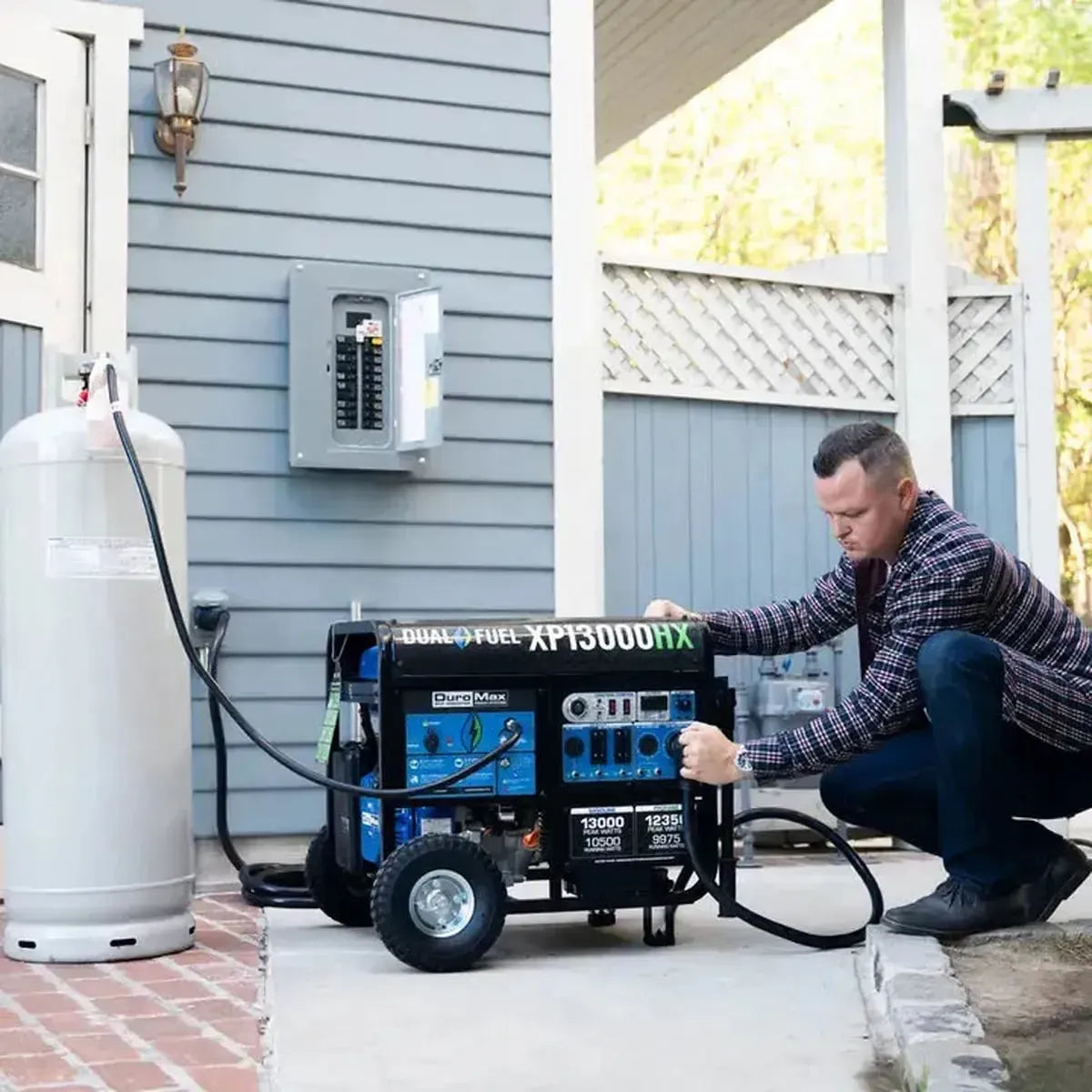 DuroMax XP13000HX hooking up its 50amp power cable