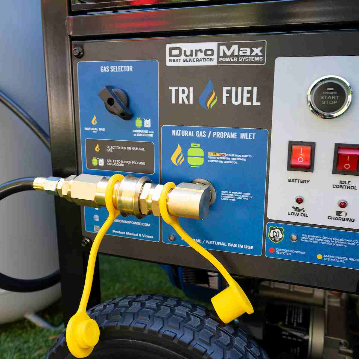 the xp15000hxt with a propane line connected