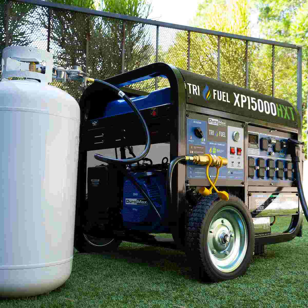 the xp15000hxt connected to a 60 pound propane tank