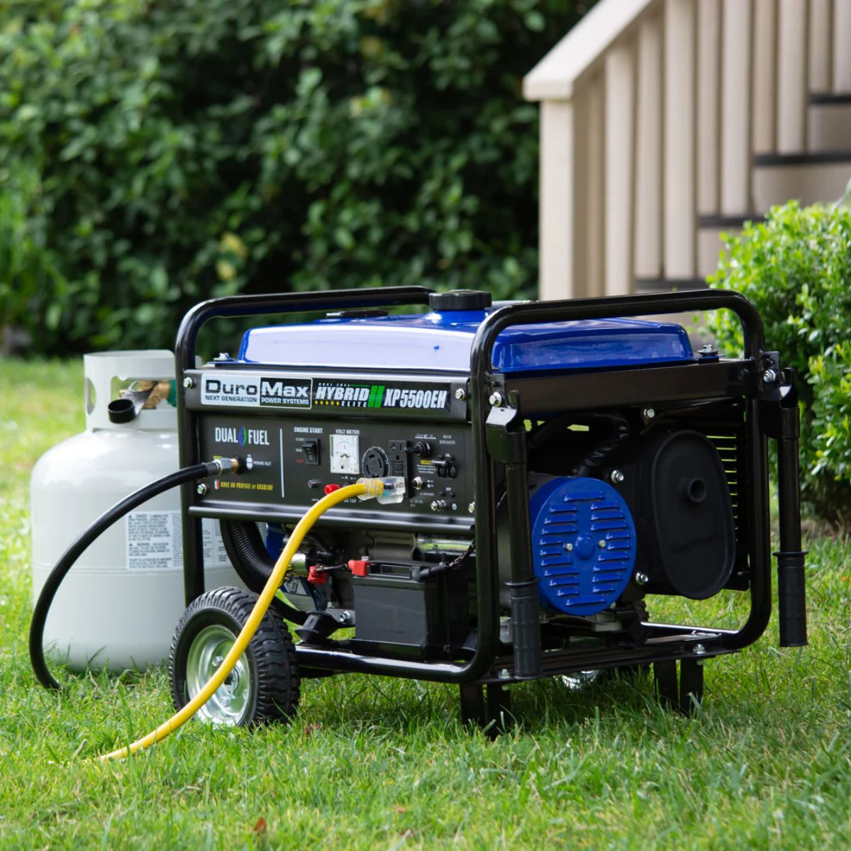 DuroMax XP5500EH with its propane tank fuel