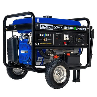 A large black and blue portable generator