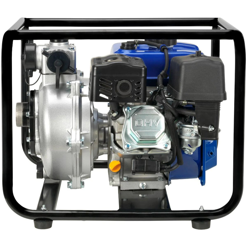Back side of Duramax XP702HP Water Pump displaying its Air cleaner filter, Carburetor and Muffler