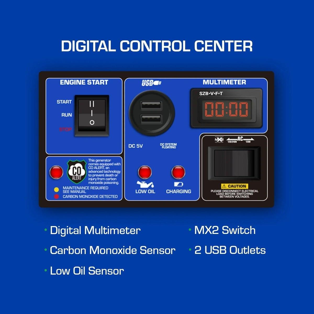 DuroMax XP7500X displaying its digital control center