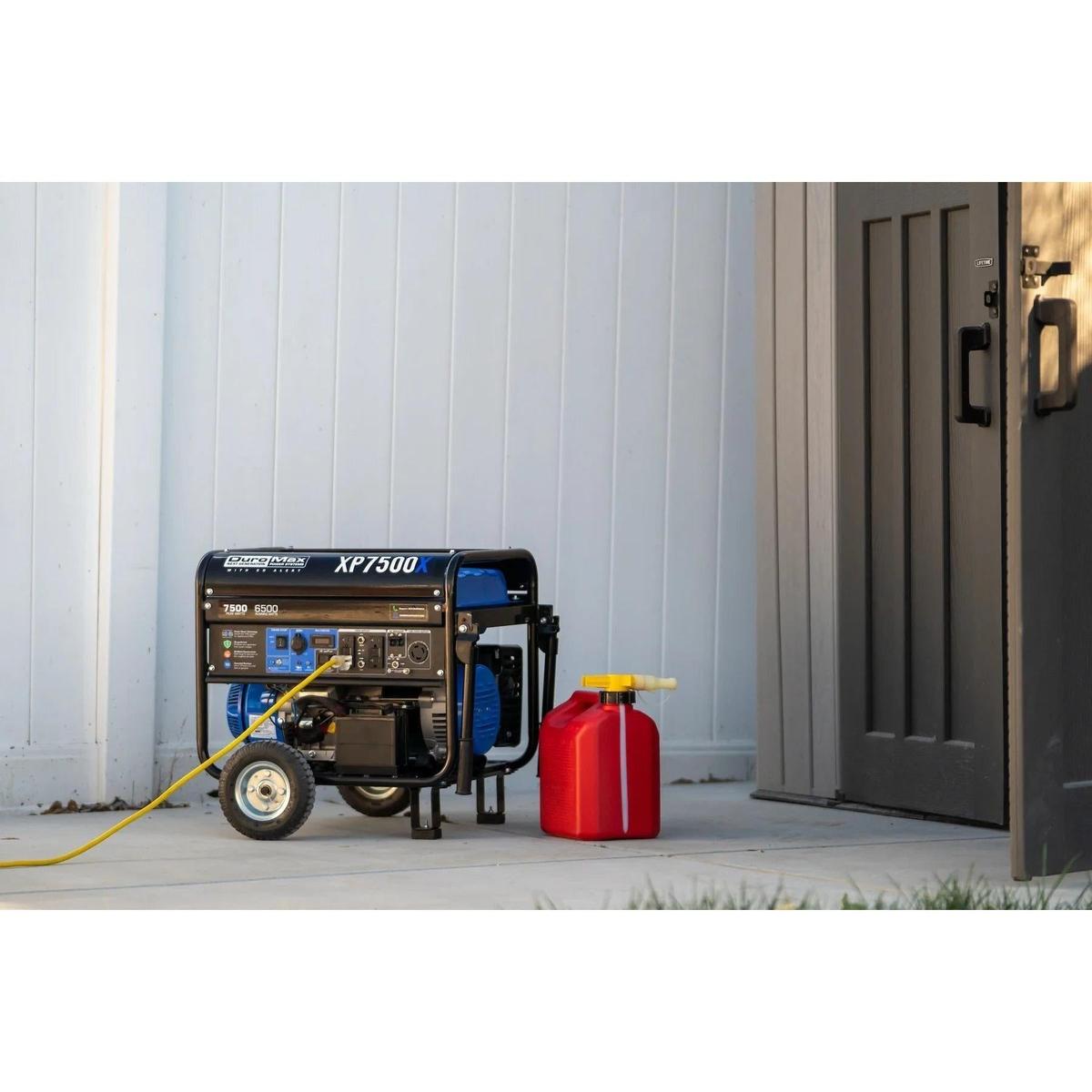 DuroMax XP7500X and its spare gasoline fuel for back-up fuel