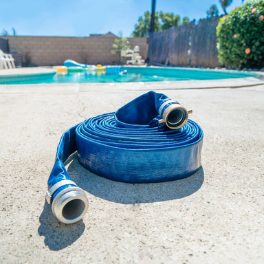 DuroMax XPH0225D Water Discharge Hose at the pool side