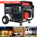 DuroStar DS10000E generator in use, demonstrating its applications as a home backup power source, on job sites, and for camping and RVs.