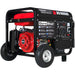 High-quality DuroStar DS10000E portable generator with robust tires and sturdy frame, showcasing durability and power for reliable energy supply.